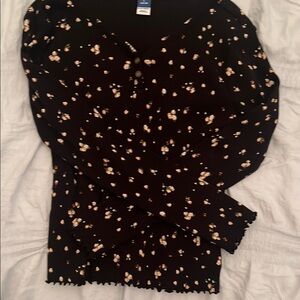 Black Floral Long Sleeve Top